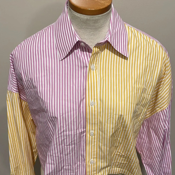 Blanca - Thomas Cropped Striped Shirt - Yellow/Pink/White - Size M/L - Picture 5 of 12